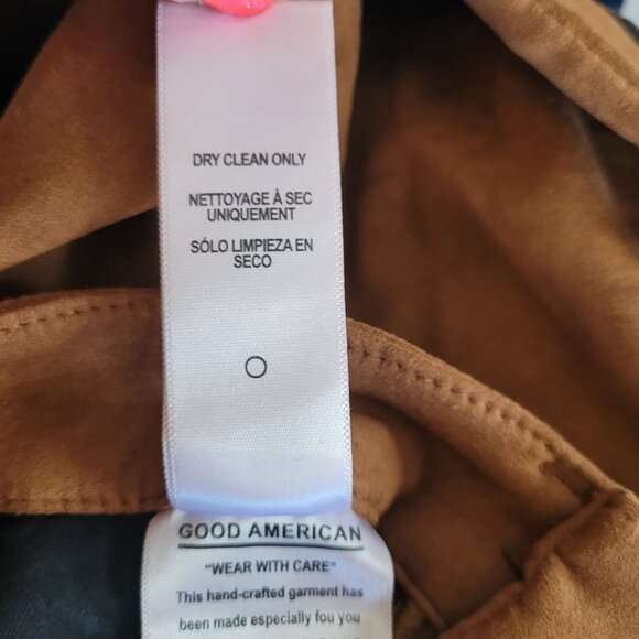 Good American Good Waist Tobacco Brown Faux Suede Skinny Jeans Size 0/25 - Picture 7 of 7